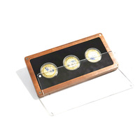 Boîte de rangement en bois pour collection de pièces commémoratives Shabilimu, avec couvercle magnétique en acrylique, pour trois devises