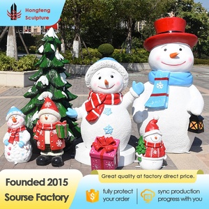 Scultura di pupazzo di neve dipinta a mano in resina di fibra di vetro per decorazioni natalizie da esterno per centri commerciali, giardini, piazze e aree pubbliche - Product Image 6