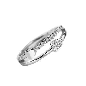Heart Shape <b>Adjustable</b> <b>Ring</b> Silver Micro Pave Jewelry For Women Gift - Product Image 2