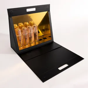 Kotak makeup logo kustom tas kosmetik kapasitas besar kotak kertas kardus untuk perawatan kulit kotak display hadiah kosmetik dengan sisipan