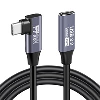 Câble d'extension USB-C coudé 20 Gbit/s avec conducteur en cuivre étamé, transfert de données rapide mâle-femelle, charge rapide, câble PVC pour hub VR