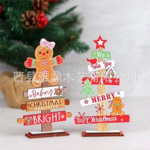 Wooden Christmas <b>Tree</b> Ornament Gingerbread Man Solid Wood Desktop <b>Stand</b> Indoor Decorations Holiday Figurine - Product Image 2