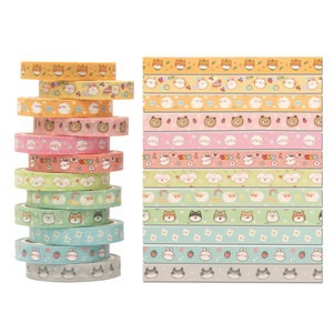 Ensemble de rubans adhésifs de papeterie mignons à motifs de dessins animés, autocollants en acrylique et BOPP pour le journal des enfants, DIY, ruban washi kawaii - Product Image 6
