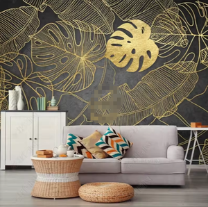 Stile europeo oro bordato foglia di Banana sfondo 3d carta da parati - Product Image 2