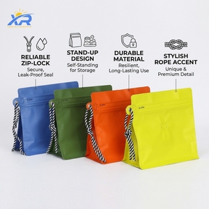 Custom Flat Bottom Zipper Food Packaging Bag Stand up Pouch Aluminum Foil Pouch With Hanging Rope for Coffee Beans - Product Image 2