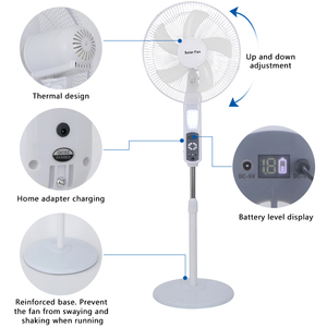 Ventilateur solaire 16 pouces en promotion, rechargeable, réglable en hauteur, pour maison et extérieur, avec panneau solaire C288, alimenté par l'énergie solaire - Product Image 5
