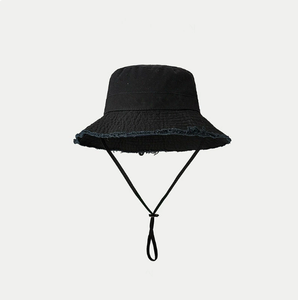 Sombrero de Pescador Vintage con Flecos y Correa para la Barbilla, Sombrero de Sol de Algodón Lavado para Viajes al Aire Libre - Product Image 5