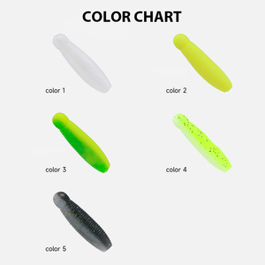 Señuelo de Pesca de Agua Dulce y Salada, 40 mm, 2,7 g, 50 mm, 6,3 g, Señuelo de Gusano de Plástico Suave de PVC, Cebo Suave para Pesca de Lubina y Perca, 5 Colores - Product Image 5