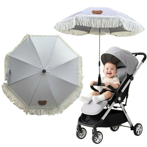 Sombrilla para Cochecito <span class=keywords><strong>de</strong></span> Bebé, Entrega Rápida, 8 Varillas, Rotación <span class=keywords><strong>de</strong></span> 360°, Abrazadera con Borlas y Estampado <span class=keywords><strong>de</strong></span> Oso, para Uso en Exteriores - Product Image 1