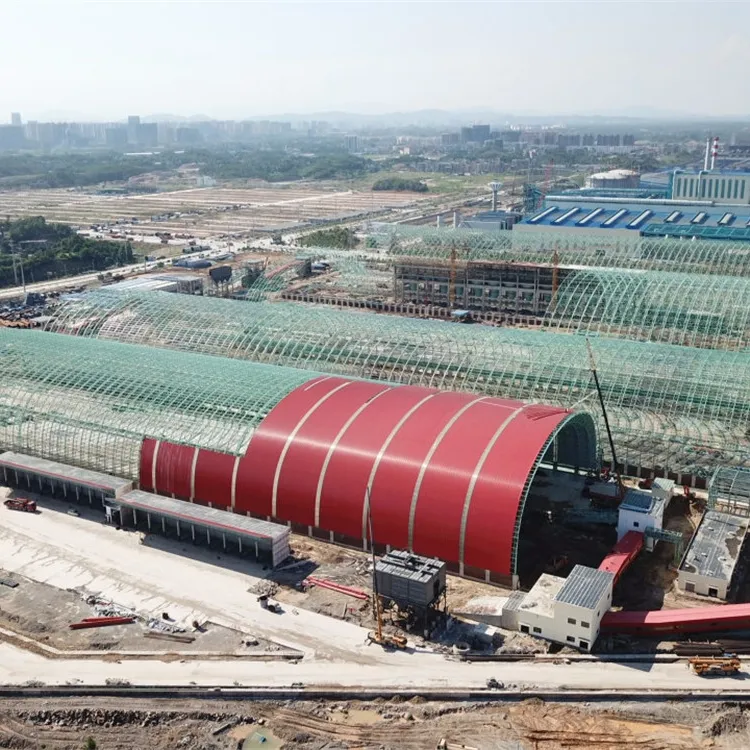 China Hersteller Preis Light Gauge Stahl konstruktion Gebäude Space Frame Dach abdeckung für Kohle Lagerung Yard Shed