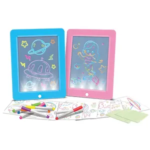 Samtoy Led Cool-Beleuchtung Zauberdrucker-Zeichentafel Kids-Spielzeug Schreibtafel Graffiti-Malerei löschbares Zeichenbrett für Kind