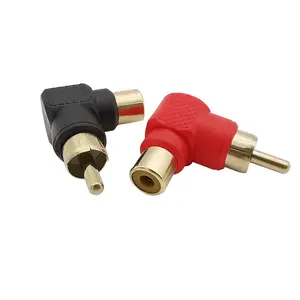 2Pcs 90 Degree Right Angle RCA Male to Female Connector Plug Adapter Elbow Audio Connectors M/F Red Black