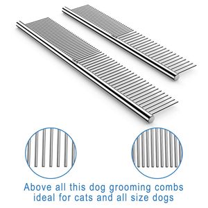 Peigne de toilettage pour animaux de compagnie en acier inoxydable de qualité supérieure avec dents arrondies et poignée antidérapante pour chiens, chats et toutes poils - Product Image 6