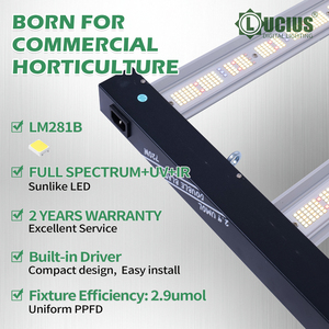 Luces LED de cultivo Lucius de 720W, 6 barras, 5x5, con atenuación de 2 canales, espectro completo UV IR, controlador integrado para plantas de interior comerciales - Product Image 4