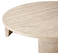 Table d'appoint moderne de luxe et design moderne Meubles de salon Chambre à coucher Maison Table basse ronde en bois de travertin blanc naturel