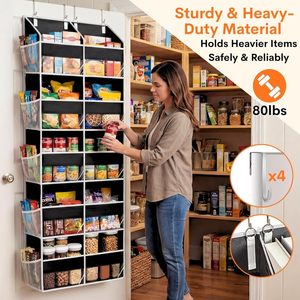 Over The Door Organizer 1 Pack 10 Compartments <b>Black</b> Hanging Storage For Clothing Baby Products Behind Door Wall Mount <b>Hook</b> Type - Product Image 3