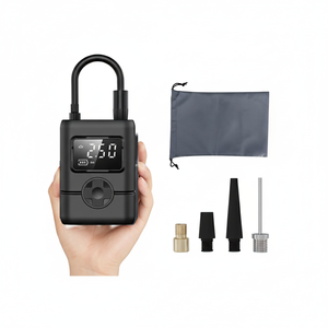 เครื่องเติมลมยางดิจิตอลแบบพกพา 12V กระบอกสูบเดี่ยวพลาสติกสีดำพร้อมเกจวัดแรงดันสำหรับรถขนาดกะทัดรัดรถจักรยานยนต์ - Product Image 1