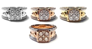 China Classic 18k Solid Rose Gold Real Diamond Cluster Men's Wedding Band Ring for Party Occasions with Pave Setting - Product Image 4