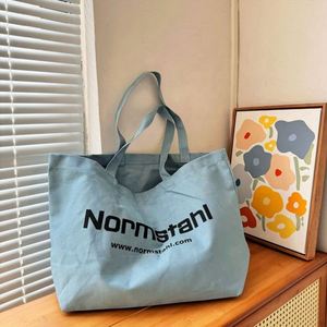 Sac fourre-tout en toile de coton à motif lettres style moderne, sac à main uni tendance avec logo personnalisé imprimé pour femmes, sacs de shopping - Product Image 1