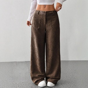 Nuovi <span class=keywords><strong>Pantaloni</strong></span> da <span class=keywords><strong>Donna</strong></span> Autunno Inverno in <span class=keywords><strong>Velluto</strong></span> <span class=keywords><strong>a</strong></span> <span class=keywords><strong>Coste</strong></span> Vintage <span class=keywords><strong>a</strong></span> Vita Alta con Tasche Multiple e Vestibilità Ampia - Product Image 3