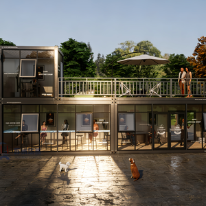 Lujosa cafetería modular tipo villa con balcón, casa prefabricada, casa contenedor. - Product Image 3