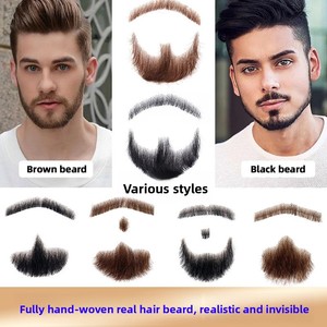 Entièrement respirant invisible simulé moustache tissée à la main barbe accessoires de Performance pour hommes pour la télévision de film qualité de <span class=keywords><strong>cheveux</strong></span> humains - Product Image 5