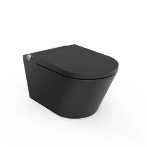 Oceanwell Luxury Wall Hung Matt Black Color Smart Toilet para Europa