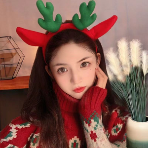عصابة رأس للكريسماس على شكل غزال من القطيفة للأطفال والفتيات، عصابات رأس على شكل قرون الغزال للنساء - Product Image 4