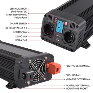 TONNY Onduleur de puissance à onde sinusoïdale pure 1500 Watts (3000 Watts en crête) à quatre phases, convertisseur double sortie DC 12V-24V AC 105-125V/220-240V - Product Image 6