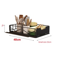 Support de rangement de cuisine à deux niveaux, rail coulissant, armoire en métal assaisonnement, type tiroir, panier à tirer, panier de rangement à tirer pour la cuisine