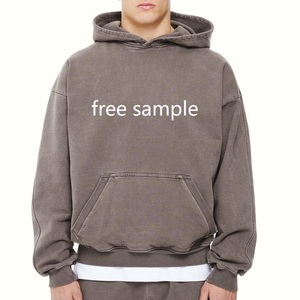 Sudadera con capucha para hombre 100% algodón de peso pesado Streetwear Sudadera con capucha de gran tamaño lavado con ácido en blanco Drop Shoulder Hoodie para hombres - Product Image 1