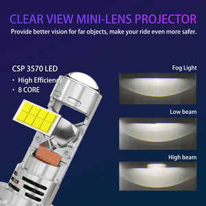 مصباح أمامي LED للسيارة من سلسلة RYD XF H7 مع عدسة صغيرة ووظيفة التوصيل والتشغيل، بقوة 6400 لومن و64 واط مع مروحة. - Product Image 3