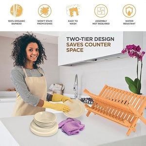 Bamboo Drain <b>Rack</b> X-Shaped Quick Dry <b>Dish</b> <b>Rack</b> Kitchen Dining Room Storage <b>Rack</b> - Product Image 4
