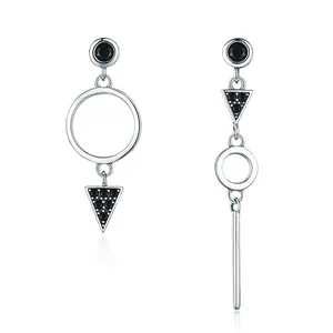 Women's Trendy Long Geometric Halo Earrings 925 Sterling Silver Alloy Zircon Allergy Friendly Fashionable Personality Parties