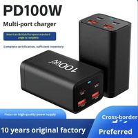 Station de charge rapide 100W Type C 4 ports GAN US EU UK AU Plug Chargeur de voyage Portable Usb C PD 65W Chargeur Adaptateur pour tablette