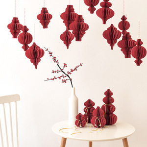 Décorations du Nouvel An et de Diwali, lanternes en papier origami, ornements suspendus, plantes en pot pour le Festival du Printemps, arbres à argent, saule argenté - Product Image 4