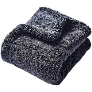Serviette de séchage ultra douce 40x60 cm gris foncé en microfibre à séchage rapide, tissée 1200 g/m² avec technologie boucle torsadée pour voitures - Product Image 2