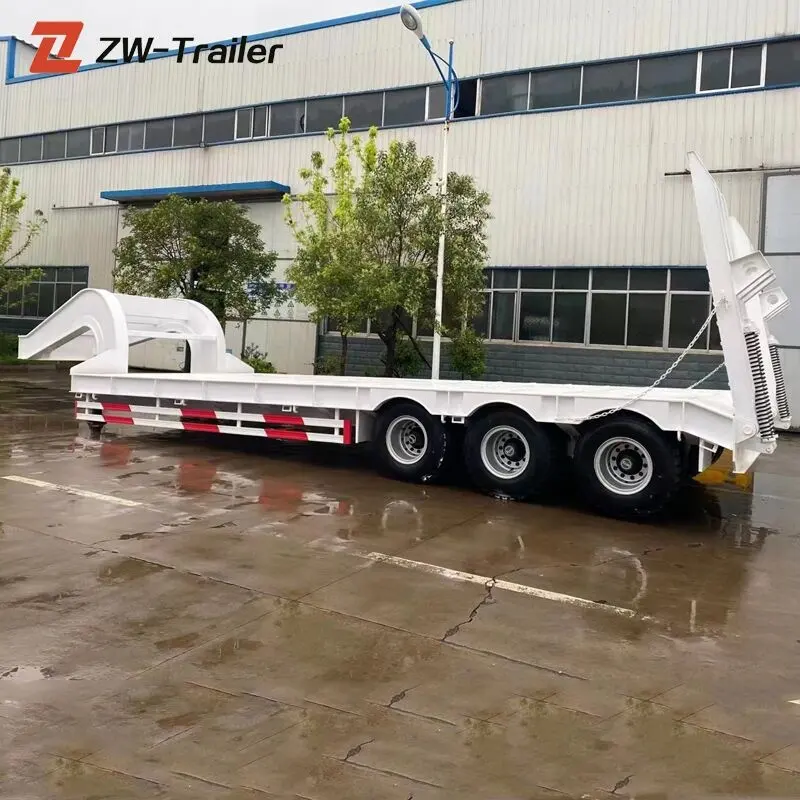 China 40 pés 3 4 eixos caminhão pescoço de ganso transporte de carro reboque semi-reboque de cama baixa