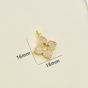 Pendentif en zircon en forme de fleur, collier plaqué or de 17 mm, bijoux cadeau unisexe - Product Image 3