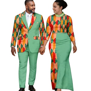 Conjunto de Vestidos Largos y Trajes con Estampado Africano Elegantes para Mujer y Hombre, Ropa Dashiki Ankara Ecológica 26C013 - Product Image 6