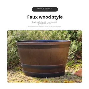 <span class=keywords><strong>Pot</strong></span> <span class=keywords><strong>de</strong></span> fleurs décoratif d'extérieur <span class=keywords><strong>en</strong></span> plastique imitation <span class=keywords><strong>bois</strong></span>, grande taille, <span class=keywords><strong>en</strong></span> forme <span class=keywords><strong>de</strong></span> baril <span class=keywords><strong>de</strong></span> whisky, pour semis, vente directe usine - Product Image 3