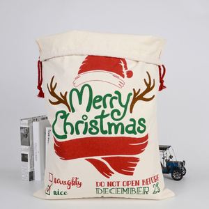 Sacs à cordon de Noël 2026 très populaires, grands sacs en coton écologiques, sacs de rennes et de Père Noël, sacs cadeaux de Noël à cordon - Product Image 5