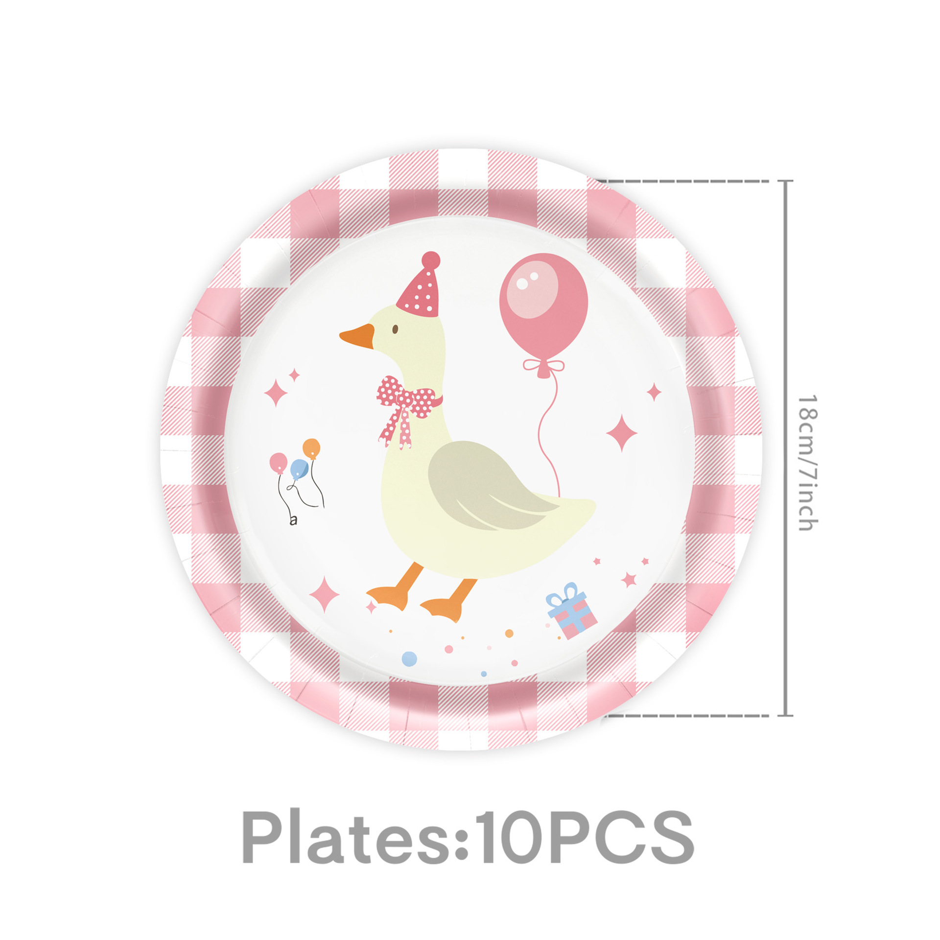 Assiettes en carton roses-10pcs 7 pouces