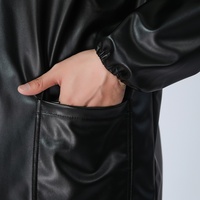 Veste de travail en cuir PU pour moto, avec capuche, poches intégrées, imperméable, couleur noire