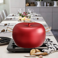 Marmite à soupe antiadhésive multifonctionnelle 26cm en fonte de pomme Design classique Autocuiseur en métal écologique pour la cuisson et la préparation de soupes