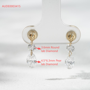 ต่างหูทอง 10k รุ่น Starsgem ประดับเพชรสองเม็ดทรงหยดน้ำ เพชรเลี้ยงในห้องปฏิบัติการ - Product Image 4