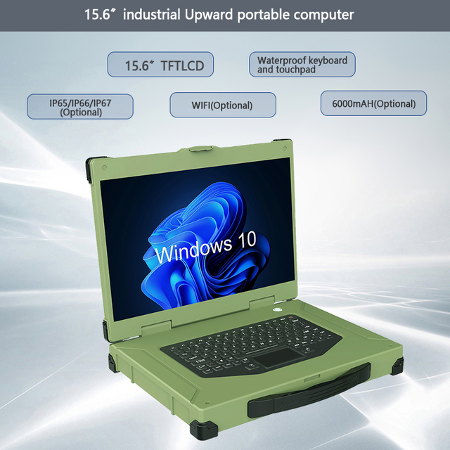 Supports Intel I3/I5/I7 CPU Rugged Notebook 15.6 Inch Portable Industrial Computer IP65 Waterproof Keyboard Industrial Stock