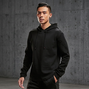 Sweat-shirt à capuche noir pour homme de qualité supérieure avec logo personnalisé, coupe classique, en coton tricoté, décontracté, avec poche, pour l'automne - Product Image 4