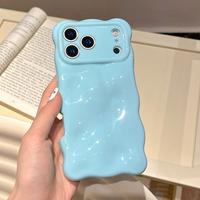 Coque de téléphone en silicone souple antichoc avec motif 3D ondulé couleur crème pour iPhone 17 16 15 14 13 12 11 Pro Max 17 Air