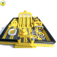 Parc gonflable double toboggan jaune et noir, aire de jeux gonflable commerciale pour enfants